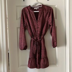 LOFT Pink/Black Long Sleeve Dress